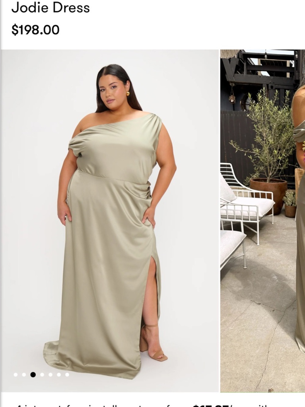 show me your mumu Jodie Dress 1X bridesmaid moss green luxe satin